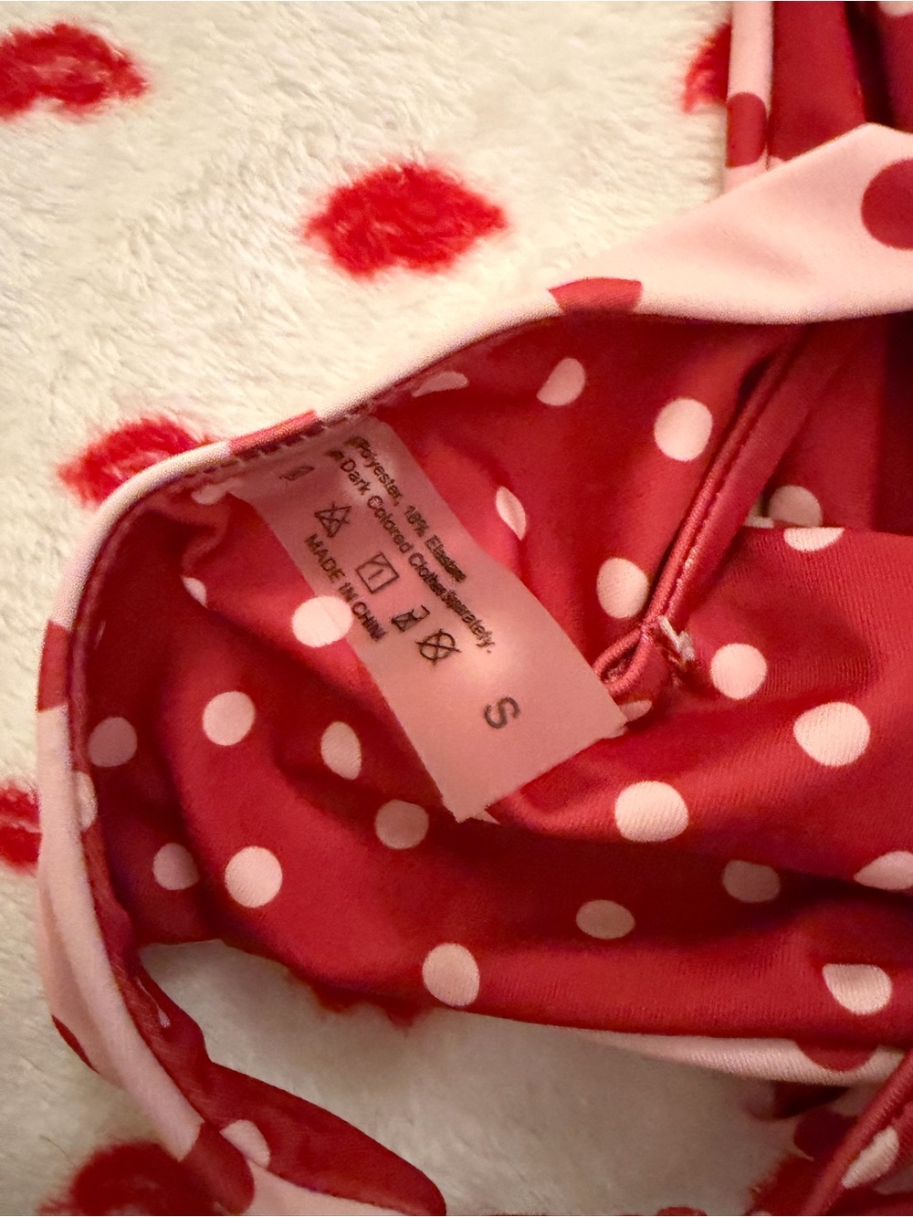 SHEIN Pink Red Polka Dot Tie-Side Bikini Bottom - Picture 3 of 3